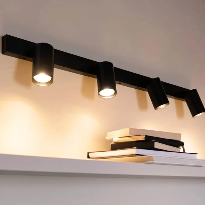 Dyberg Larsen Modern Loftskinne - 4 spots H 14 x L 95 cm - Metal - Sort