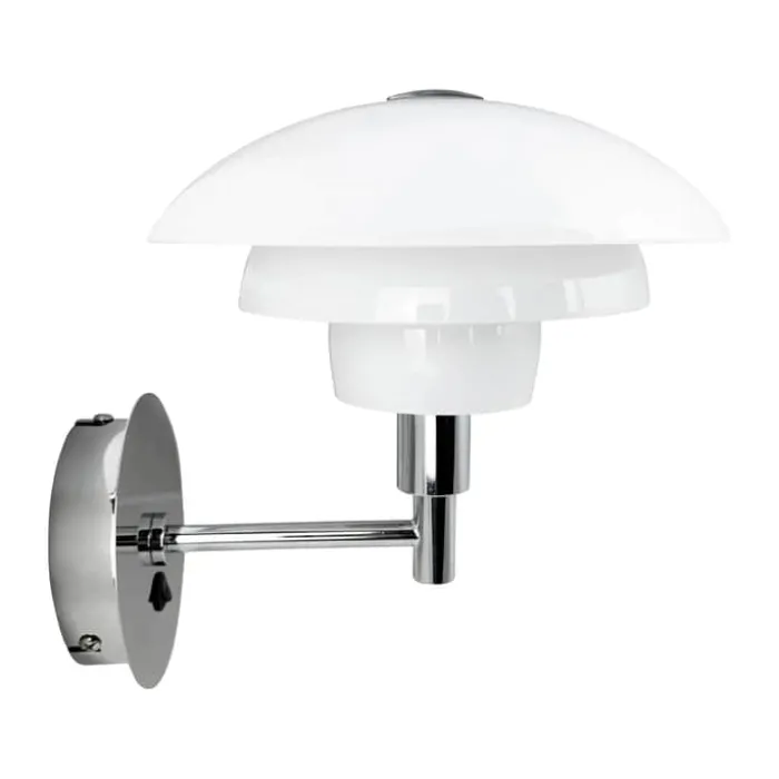 Dyberg Larsen Morph væglampe H 23,3 x L 24,5 cm - Glas/metal - Opal/krom