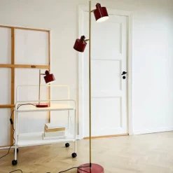 Dyberg Larsen Ocean Bordlampe H 43 cm - Metal - Mørkerød/messing
