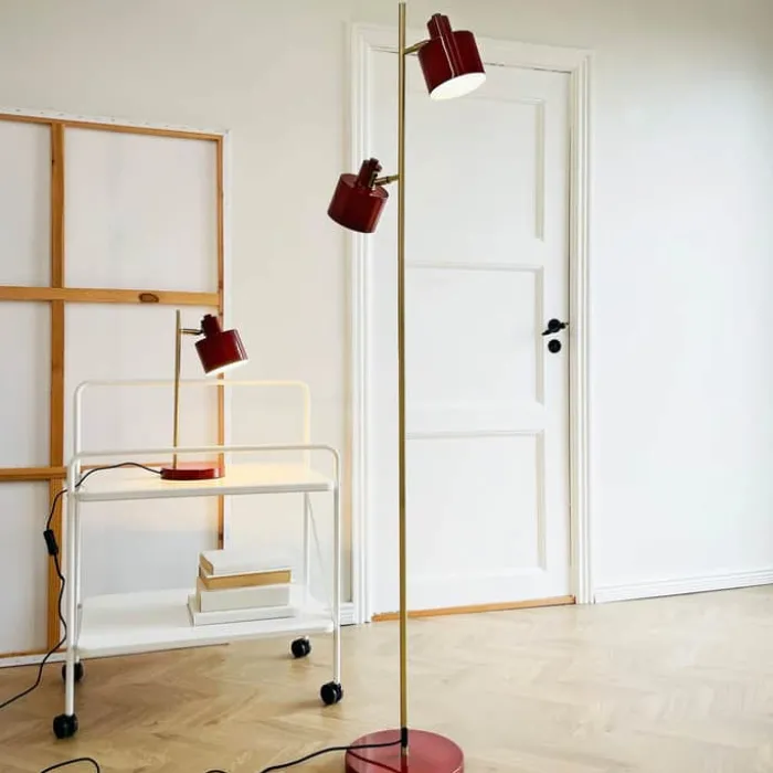 Dyberg Larsen Ocean Bordlampe H 43 cm - Metal - Mørkerød/messing