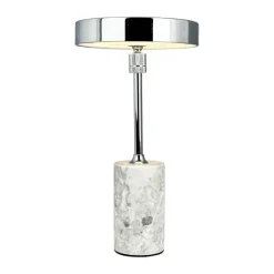 Dyberg Larsen Starlight Bordlampe Ø 14 x H 25 cm - Metal - Krom/grå marmor
