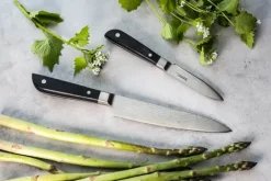 Endeavour Discovery PRO Knivsæt - 2 dele L 8,5/15 cm - Damaskusstål/pakkatræ - Sort