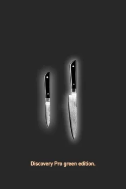 Endeavour Discovery PRO Knivsæt - 2 dele L 8,5/15 cm - Damaskusstål/pakkatræ - Sort
