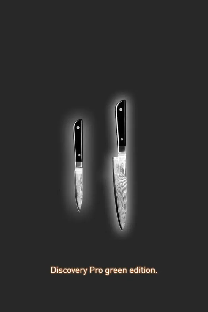 Endeavour Discovery PRO Knivsæt - 2 dele L 8,5/15 cm - Damaskusstål/pakkatræ - Sort