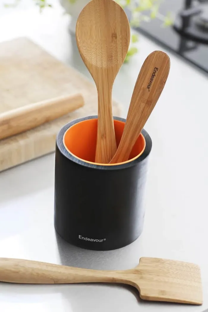 Endeavour Redskabsholder Ø 12,5 cm - Bambus - Sort/orange
