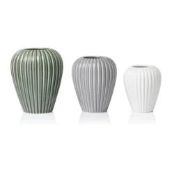 erik bagger a/s Eslau Lilje Minivasesæt - 3 stk. H 8/9,5/11 cm - Fajance - Grøn