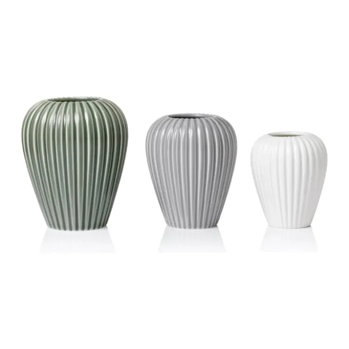 erik bagger a/s Eslau Lilje Minivasesæt - 3 stk. H 8/9,5/11 cm - Fajance - Grøn