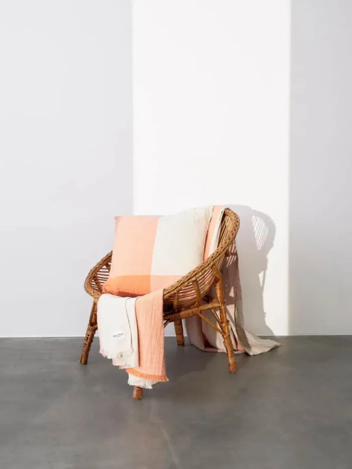 Essenza Erlend Plaid B 200 x L 200 cm - Bomuld/hør - Melon