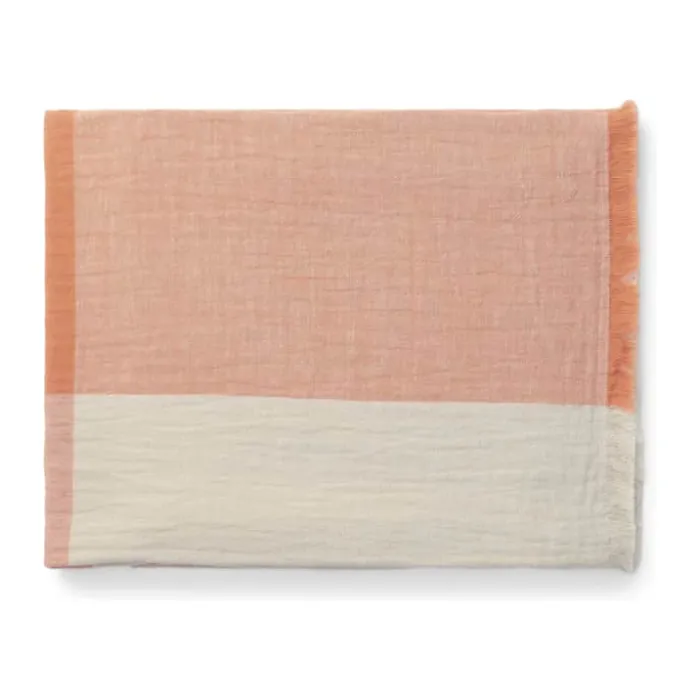 Essenza Erlend Plaid B 200 x L 200 cm - Bomuld/hør - Melon