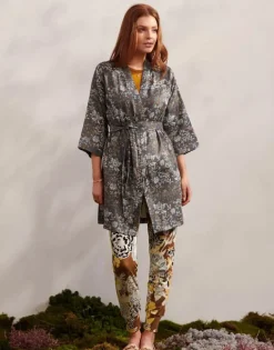 Essenza Sarai Ophelia Kimono M - Bomuld - Nightblue