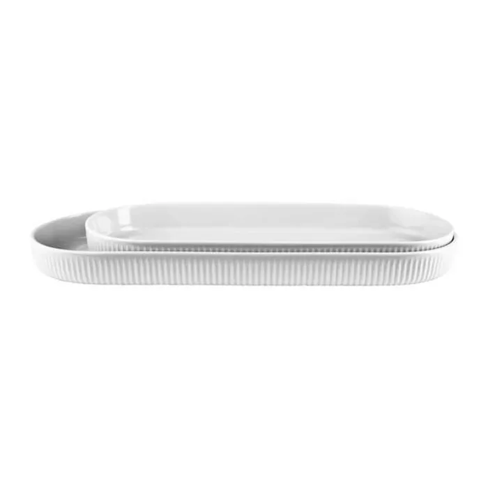 Eva Trio Legio Nova Serveringsfad - 2 dele L 30/35 cm - Porcelæn - Hvid