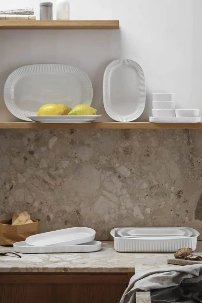 Eva Trio Legio Nova Serveringsfad - 2 dele L 30/35 cm - Porcelæn - Hvid