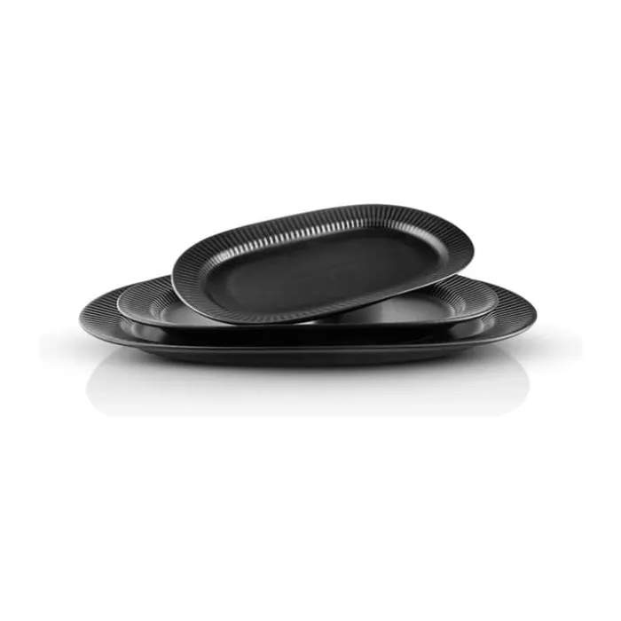 Eva Trio Legio Nova Serveringsfad - 3 dele L 27/32,5/37 cm - Stentøj - Sort