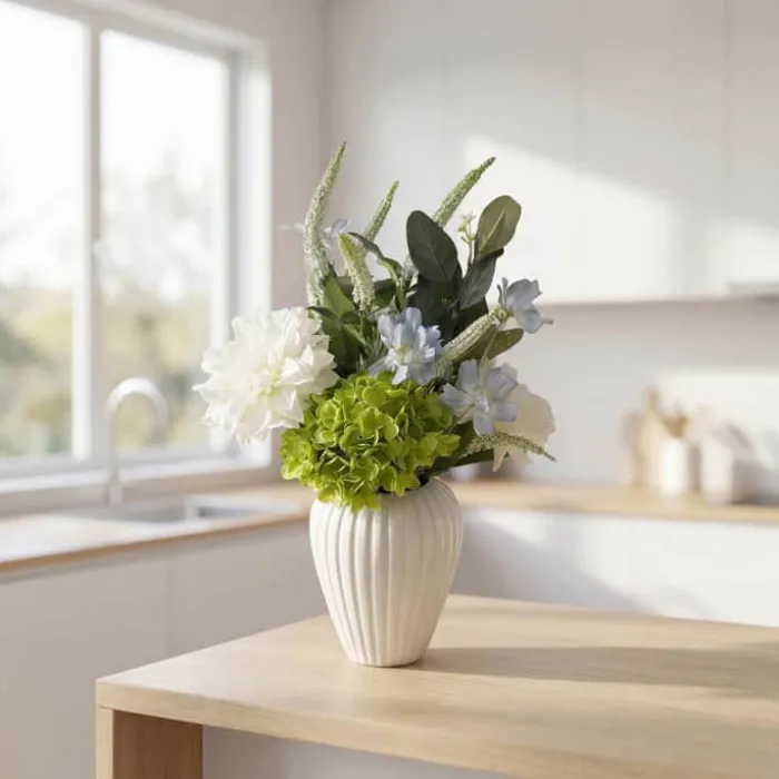 everbloom Kunstig Blomsterbuket H 60 - Kunststof/metal - Grøn/Blå