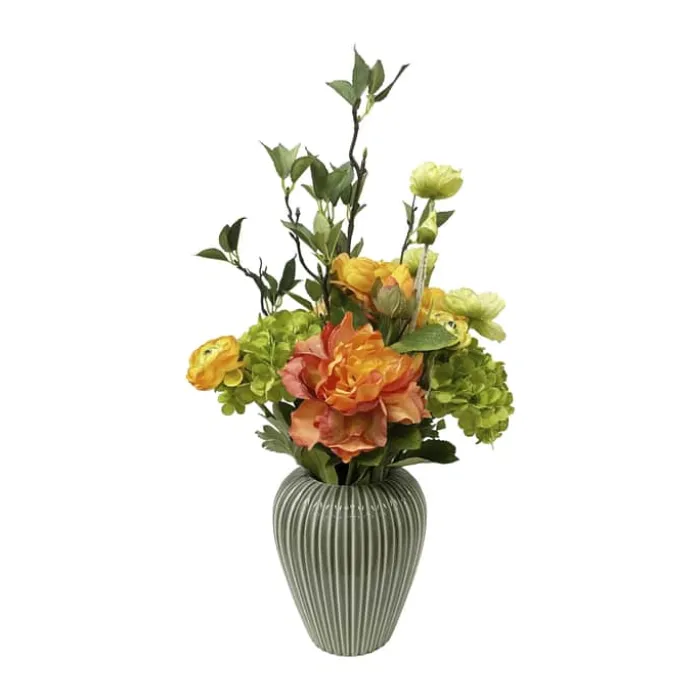 everbloom Kunstig Blomsterbuket H 60 - Kunststof/metal - Grøn/orange