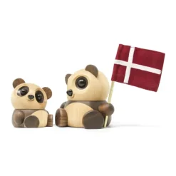 FableWood Panda - Pom Pom H 6 cm - Valnødde- og asketræ