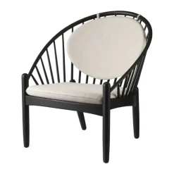 FDB Møbler J166 Jørna Lænestol H 86,5 x B 76,5 x D 75,5 cm - Certificeret egetræ - Beige/sort malet