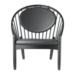FDB Møbler J166 Jørna Lænestol H 86,5 x B 76,5 x D 75,5 cm - Egetræ/læder - Sort