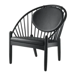 FDB Møbler J166 Jørna Lænestol H 86,5 x B 76,5 x D 75,5 cm - Egetræ/læder - Sort