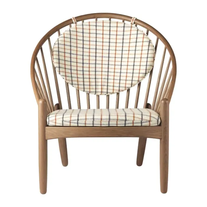 FDB Møbler J166 Jørna Lænestol H 86,5 x B 76,5 x D 75,5 cm - Røget egetræ - Rødtern/røget