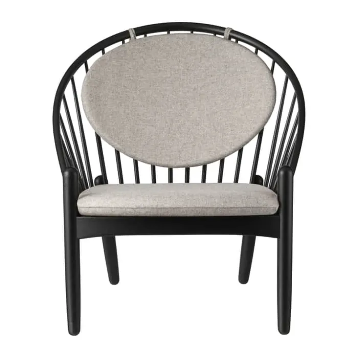 FDB Møbler J166 Jørna Lænestol H 86,5 x B 76,5 x D 75,5 cm - Certificeret egetræ - Lysegrå/sort