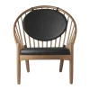 FDB Møbler J166 Jørna Lænestol H 86,5 x B 76,5 x D 75,5 cm - Røget egetræ/læder - Sort/røget