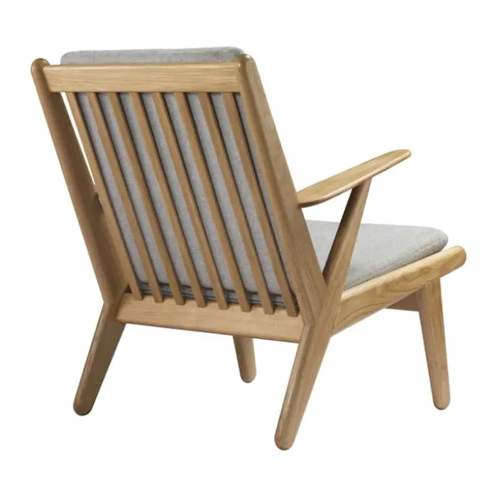 FDB Møbler J53 Lænestol H 80 x B 65,6 x D 78,3 cm - Certificeret egetræ - Lysegrå
