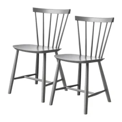 FDB Møbler J46 Spisebordsstol - 2 stk. H 80 cm - Bøgetræ - Signal grey