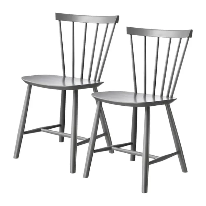 FDB Møbler J46 Spisebordsstol - 2 stk. H 80 cm - Bøgetræ - Signal grey