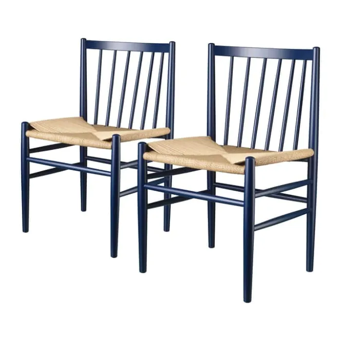 FDB Møbler J80 Spisebordsstol - 2 stk H 82 cm - Bøgetræ - Steel blue