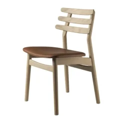 FDB Møbler J48 Spisebordstol H 78,5 x B 47,5 x D 50,5 cm - Egetræ/læder - Natur/Sort