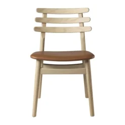FDB Møbler J48 Spisebordstol H 78,5 x B 47,5 x D 50,5 cm - Egetræ/læder - Natur/Sort