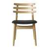 FDB Møbler J48 Spisebordstol H 80 x B 48 x D 48,5 cm - Lakeret egetræ/læder - Natur/Antracit