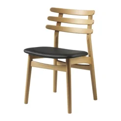 FDB Møbler J48 Spisebordstol H 80 x B 48 x D 48,5 cm - Lakeret egetræ/læder - Natur/Antracit
