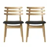 FDB Møbler J48 Spisebordstol - 2 stk. H 80 x B 48 x D 48,5 cm - Egetræ/læder - Natur/sort