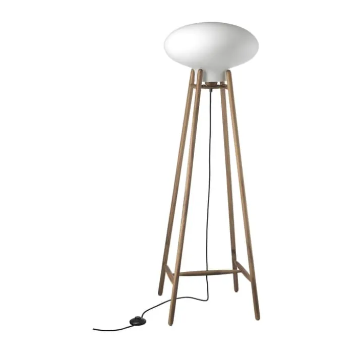 FDB Møbler U5 Hiti Gulvlampe Ø 40 x H 124 cm - Valnøddetræ/glas - Opal