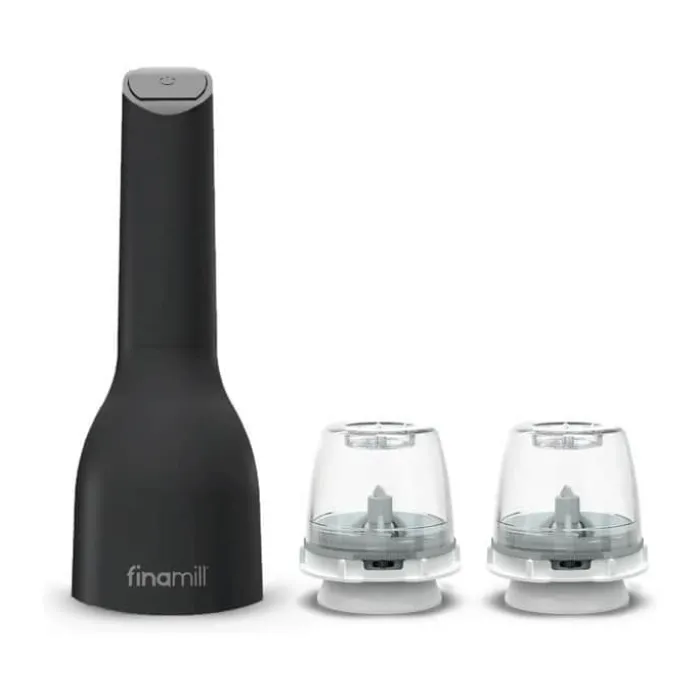 Finamill Krydderikværn - Batteridrevet H 22,7 cm - BPA-fri plastik - Sort