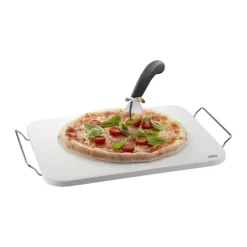 Gefu Pizzasæt - 3 dele Inkl. pizzasten, holder og pizzaskærer - Keramik/rustfrit stål/plastik