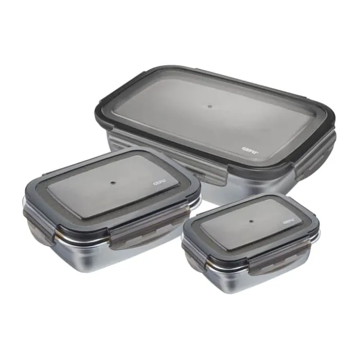 Gefu Preppo opbevaringsboks - 3 stk. Rustfrit stål/plastik - Sølvfarvet