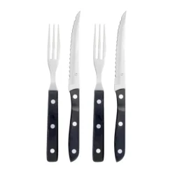 Gense Old Farmer Bestiksæt - 4 dele 2 kuverter - Rustfrit stål - Sort