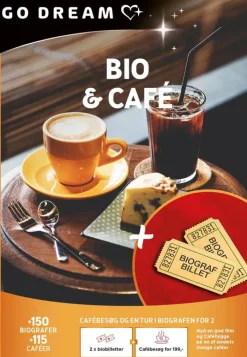 GO DREAM Gavekort - Bio & Café For 2 personer - Vælg mellem +130 caféer og +150 biografer