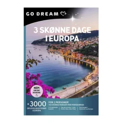 GO DREAM Gavekort - 3 skønne dage i Europa For 2 personer - Vælg mellem 3000 oplevelsessteder