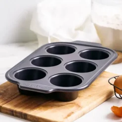 Greenpan Bistro Muffinform - 6 stk. H 4,3 x B 19,4 x L 32 - Stål - Sort