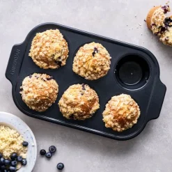 Greenpan Bistro Muffinform - 6 stk. H 4,3 x B 19,4 x L 32 - Stål - Sort