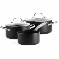 Greenpan Copenhagen Grydesæt - 6 dele 1,59/3,10/4,95 liter - Aluminum - Sort