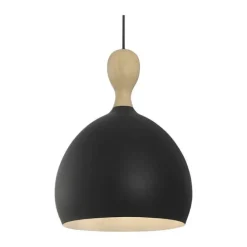 Halo Design Dueodde Pendel Ø 30 x H 30 cm - Metal/egetræ - Sort