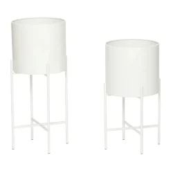 Hübsch Airy Plantestander - 2 stk. H 45/55 cm - Jern - Hvid