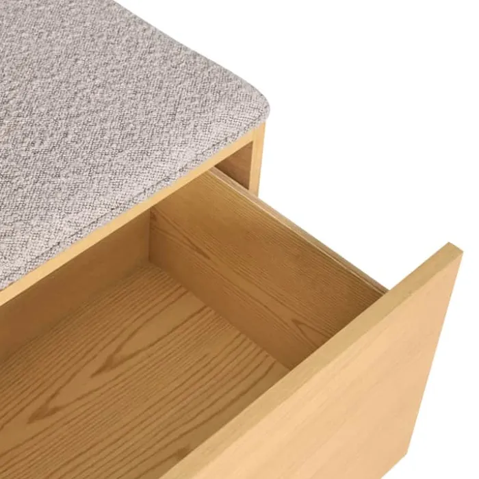 Hübsch Alcove Bænk H 45 x B 47 x L 90 cm - MDF/egetræ/polyester - Natur/lysegrå