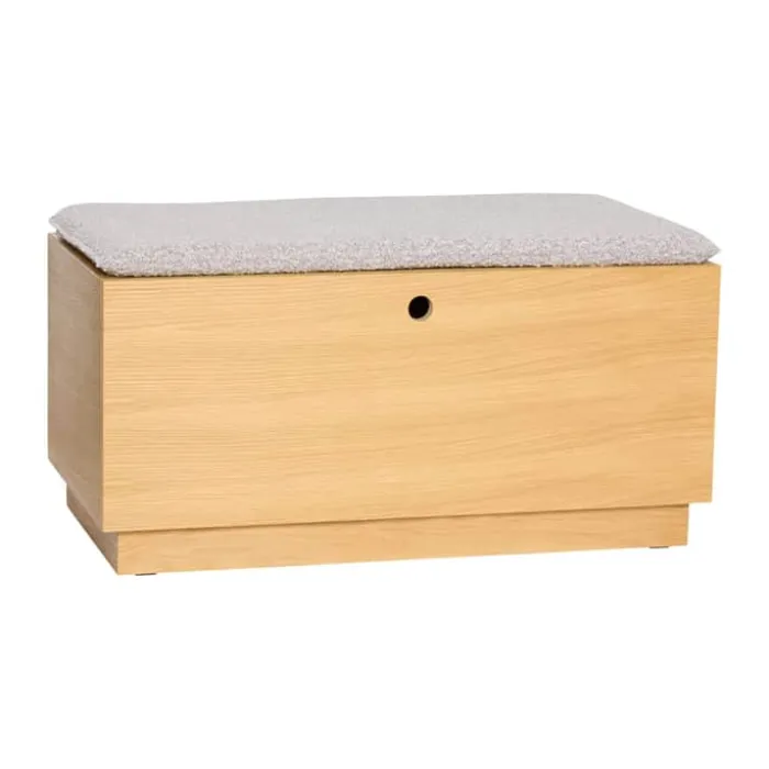 Hübsch Alcove Bænk H 45 x B 47 x L 90 cm - MDF/egetræ/polyester - Natur/lysegrå