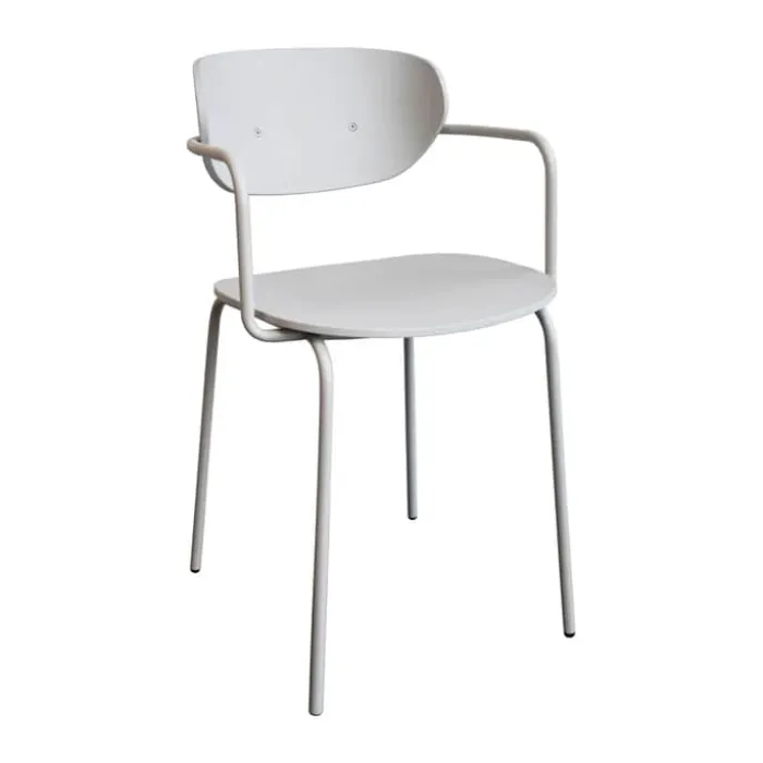 Hübsch Arch Spisebordsstol - 2 stk. H 81 x B 50 x L 48 cm - Askfiner/jern - Lysegrå
